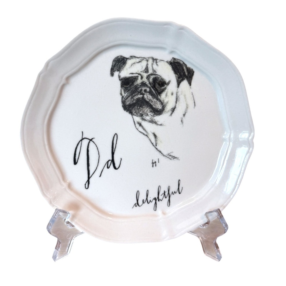 Anthropologie Linea Carta by Diva Pyari Bulldog "Dd Delightful" 6 1/2" Plate